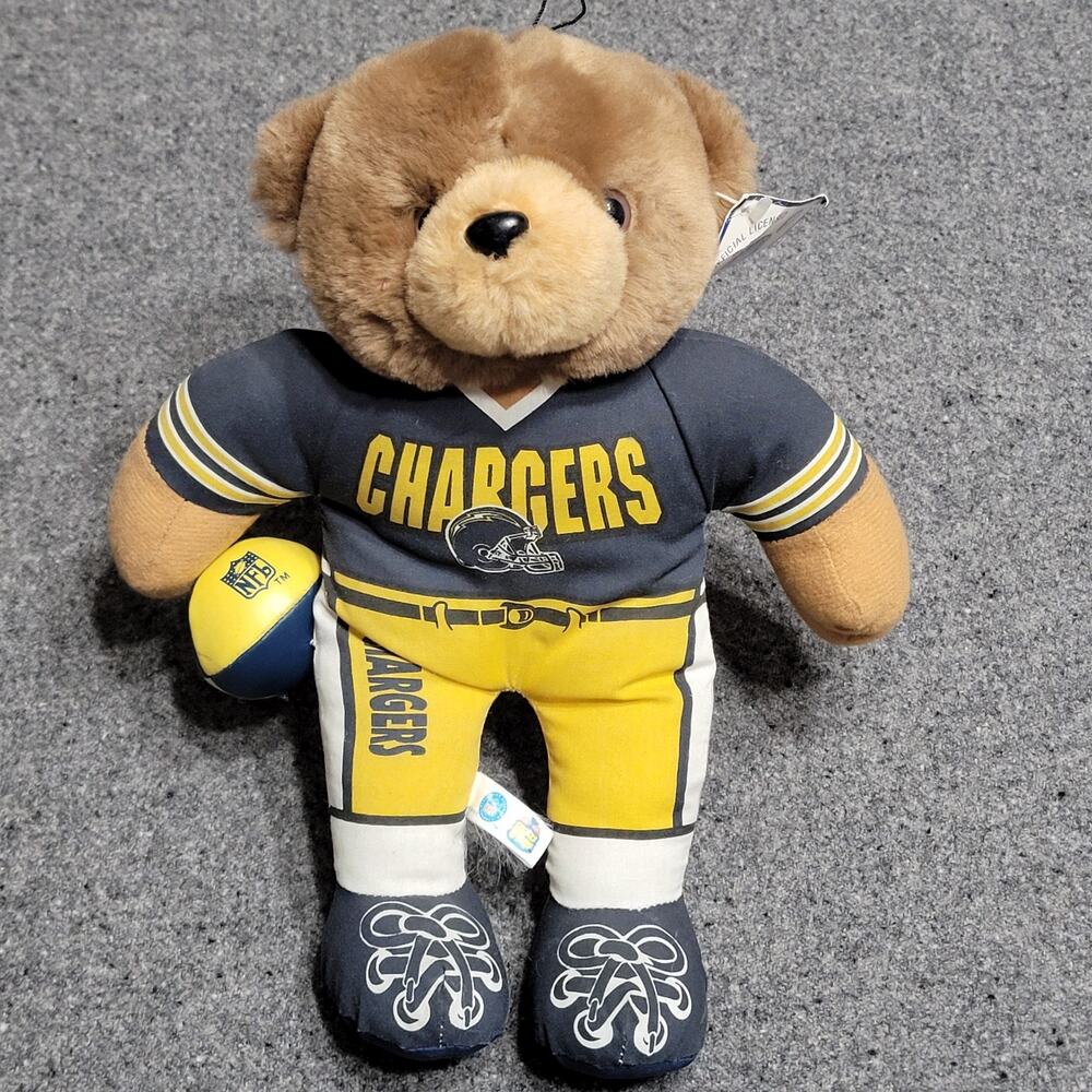 Vintage 90s San Diego Chargers Teddy Bear Plush Stuffed Toy 12" Good Stuff NFL